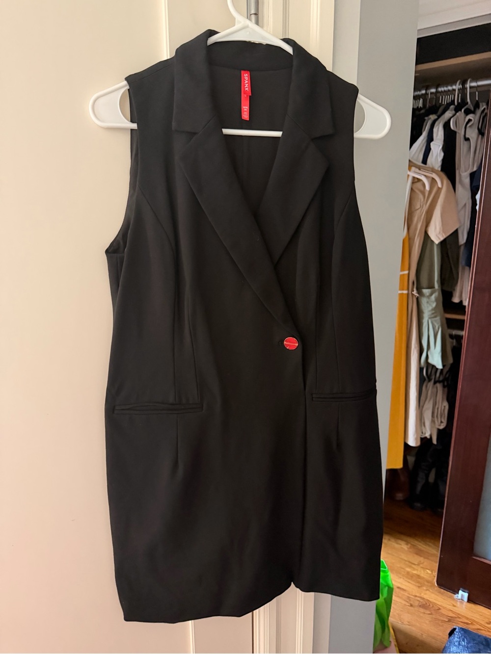 SPANX Black Sleeveless Blazer Dress
